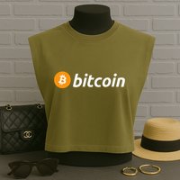 Cryptocurrency Blockchain Bitcoin Logo Crypto Bitcoin Orange Garment-Dyed Women's Muscle Tee