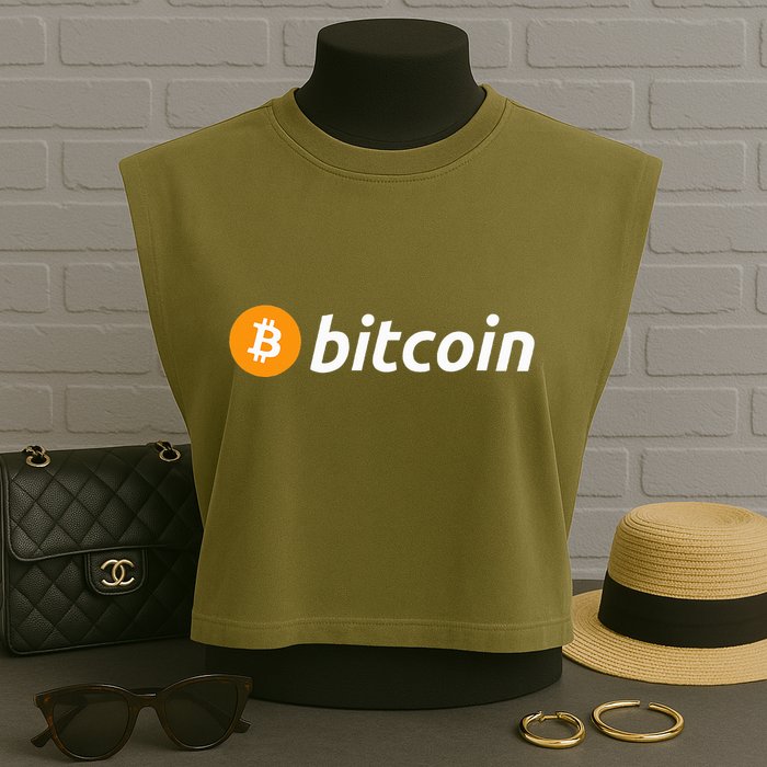 Cryptocurrency Blockchain Bitcoin Logo Crypto Bitcoin Orange Garment-Dyed Women's Muscle Tee