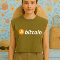 Cryptocurrency Blockchain Bitcoin Logo Crypto Bitcoin Orange Garment-Dyed Women's Muscle Tee