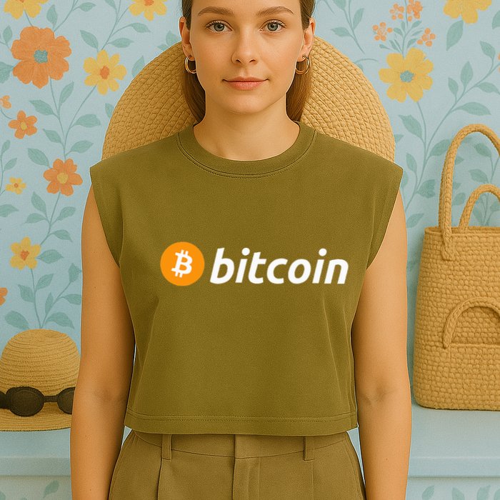 Cryptocurrency Blockchain Bitcoin Logo Crypto Bitcoin Orange Garment-Dyed Women's Muscle Tee