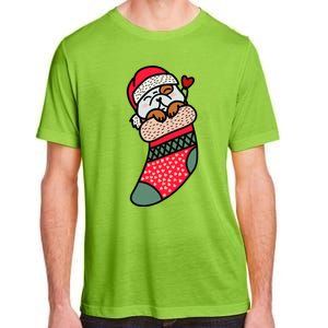 Cute Baby Bulldog In Christmas Sock Xmas Pajama Gift Adult ChromaSoft Performance T-Shirt