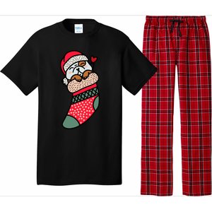 Cute Baby Bulldog In Christmas Sock Xmas Pajama Gift Pajama Set