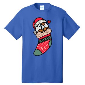 Cute Baby Bulldog In Christmas Sock Xmas Pajama Gift Tall T-Shirt