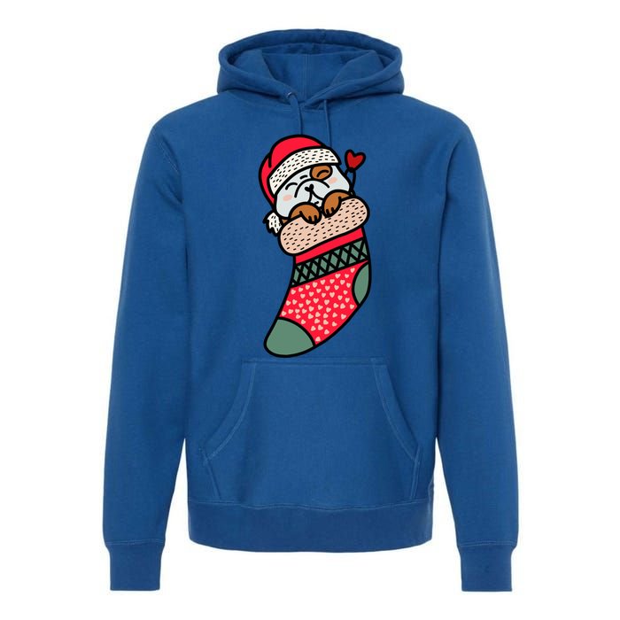 Cute Baby Bulldog In Christmas Sock Xmas Pajama Gift Premium Hoodie