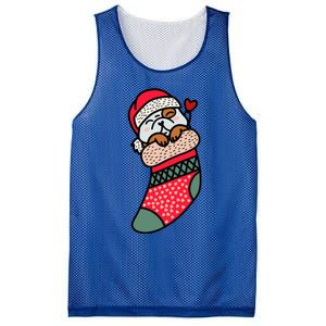 Cute Baby Bulldog In Christmas Sock Xmas Pajama Gift Mesh Reversible Basketball Jersey Tank