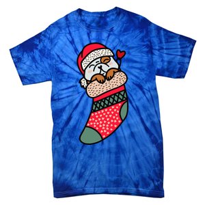 Cute Baby Bulldog In Christmas Sock Xmas Pajama Gift Tie-Dye T-Shirt