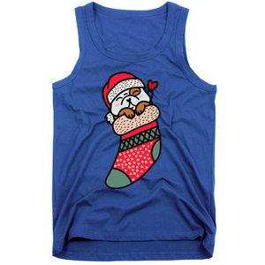 Cute Baby Bulldog In Christmas Sock Xmas Pajama Gift Tank Top