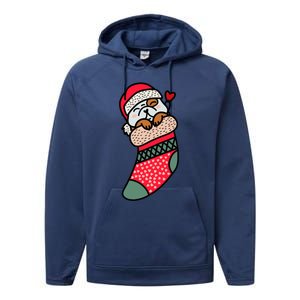 Cute Baby Bulldog In Christmas Sock Xmas Pajama Gift Performance Fleece Hoodie