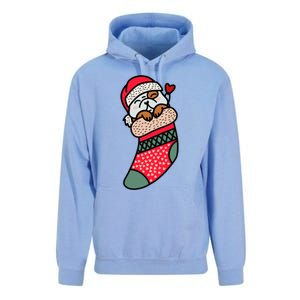 Cute Baby Bulldog In Christmas Sock Xmas Pajama Gift Unisex Surf Hoodie