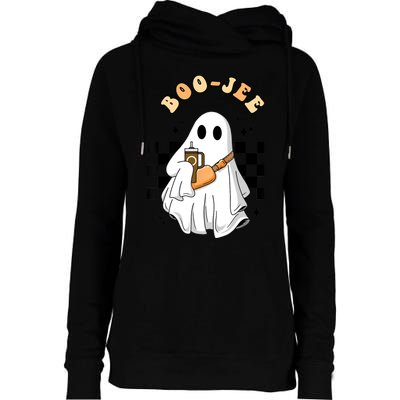 Cute Boujee BooJee Stanley Tumbler Inspired Ghost Halloween Womens Funnel Neck Pullover Hood