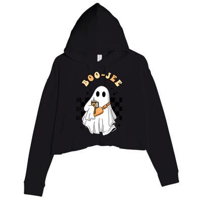 Cute Boujee BooJee Stanley Tumbler Inspired Ghost Halloween Crop Fleece Hoodie