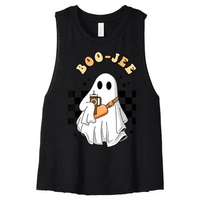 Cute Boujee BooJee Stanley Tumbler Inspired Ghost Halloween Women's Racerback Cropped Tank