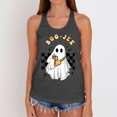 Cute Boujee BooJee Stanley Tumbler Inspired Ghost Halloween Women's Knotted Racerback Tank