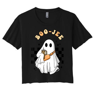 Cute Boujee BooJee Stanley Tumbler Inspired Ghost Halloween Women's Crop Top Tee