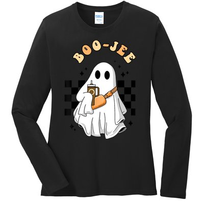 Cute Boujee BooJee Stanley Tumbler Inspired Ghost Halloween Ladies Long Sleeve Shirt