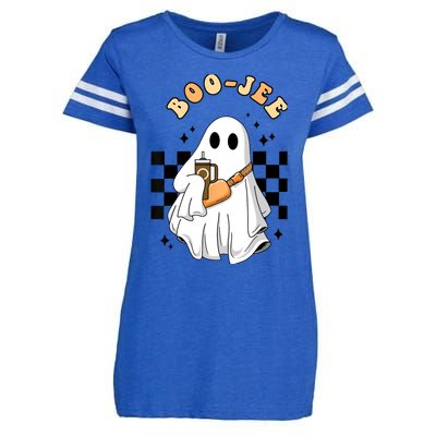 Cute Boujee BooJee Stanley Tumbler Inspired Ghost Halloween Enza Ladies Jersey Football T-Shirt