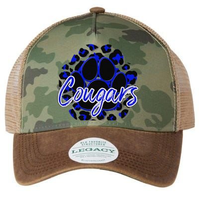 Cougar Blue Black Cheetah School Sports Fan Team Spirit Legacy Tie Dye Trucker Hat