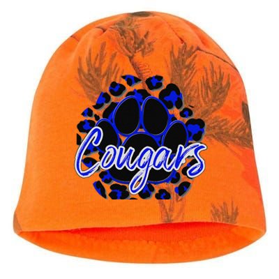 Cougar Blue Black Cheetah School Sports Fan Team Spirit Kati - Camo Knit Beanie