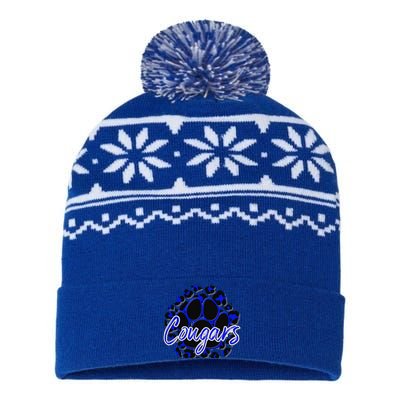 Cougar Blue Black Cheetah School Sports Fan Team Spirit USA-Made Snowflake Beanie