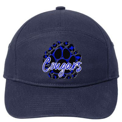 Cougar Blue Black Cheetah School Sports Fan Team Spirit 7-Panel Snapback Hat