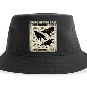 Crows Before Bros Support Your Local Murder Funny Halloween Sustainable Bucket Hat