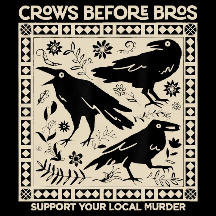 Crows Before Bros Support Your Local Murder Funny Halloween Drawstring Bag