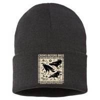 Crows Before Bros Support Your Local Murder Funny Halloween Sustainable Knit Beanie