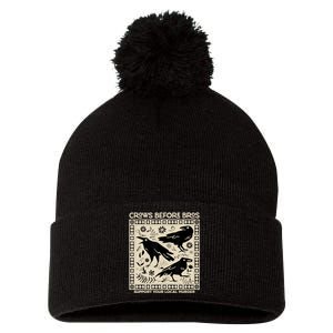 Crows Before Bros Support Your Local Murder Funny Halloween Pom Pom 12in Knit Beanie