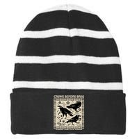 Crows Before Bros Support Your Local Murder Funny Halloween Striped Beanie with Solid Band