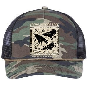 Crows Before Bros Support Your Local Murder Funny Halloween Retro Rope Trucker Hat Cap