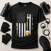 Craft Beer Brewing Usa Us American Flag Craft Cooling Performance Crew T-Shirt