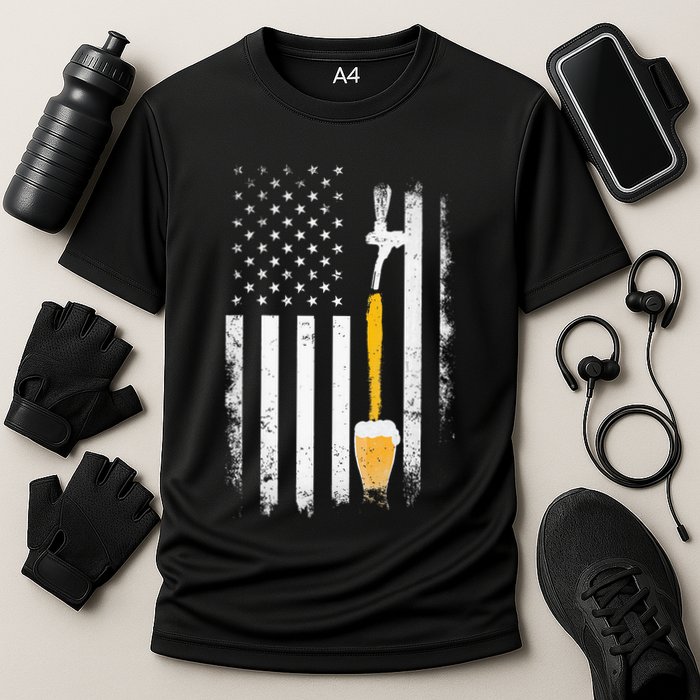 Craft Beer Brewing Usa Us American Flag Craft Cooling Performance Crew T-Shirt