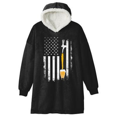Craft Beer Brewing Usa Us American Flag Craft Hooded Wearable Blanket