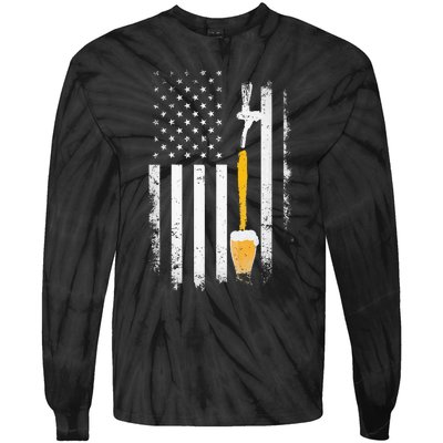 Craft Beer Brewing Usa Us American Flag Craft Tie-Dye Long Sleeve Shirt