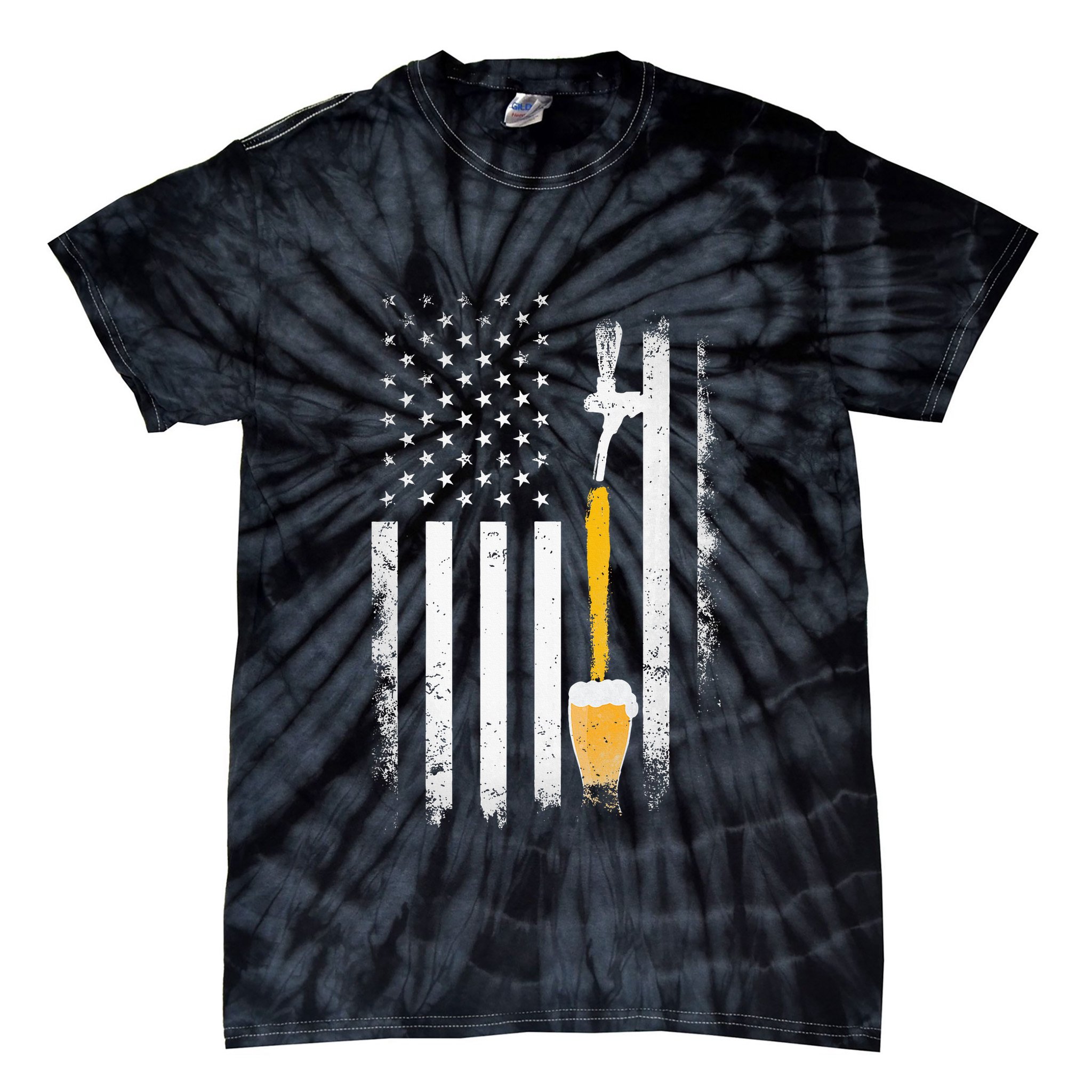 Craft Beer Brewing Usa Us American Flag Craft Tie-Dye T-Shirt