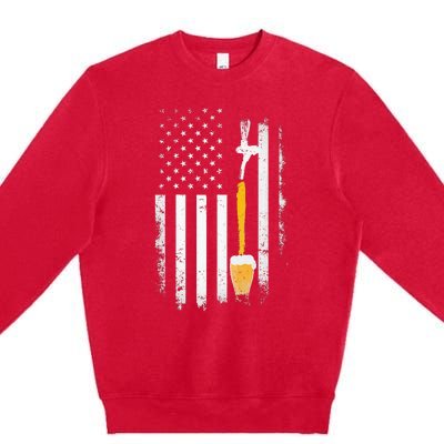 Craft Beer Brewing Usa Us American Flag Craft Premium Crewneck Sweatshirt