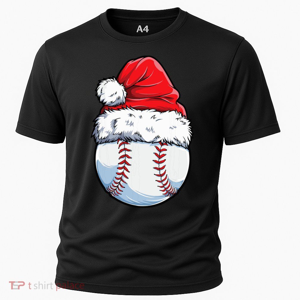 Christmas Baseball Ball Santa Hat Xmas Boys Cooling Performance Crew T-Shirt