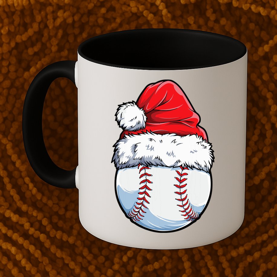 Christmas Baseball Ball Santa Hat Xmas Boys Mug