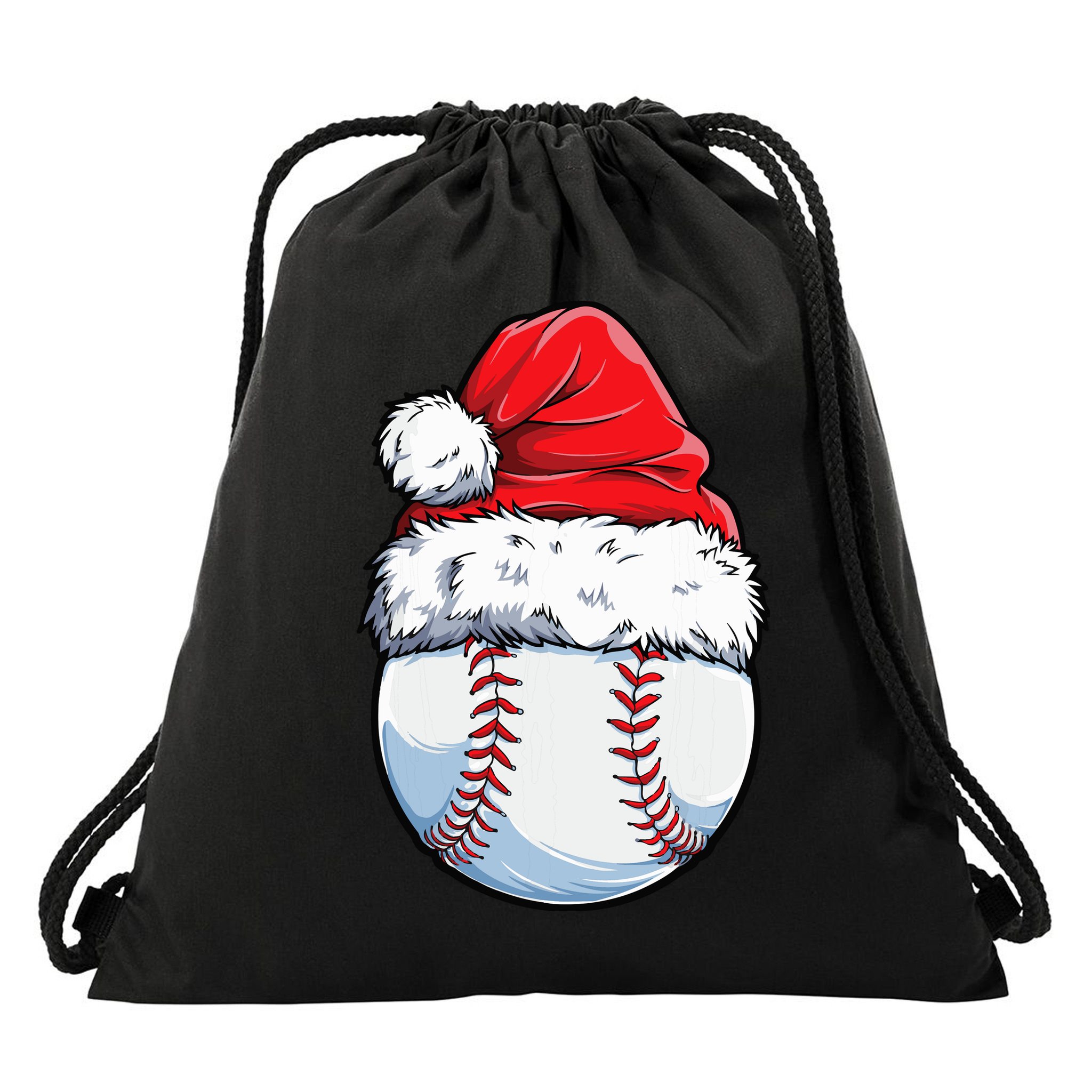 Christmas Baseball Ball Santa Hat Xmas Boys Drawstring Bag