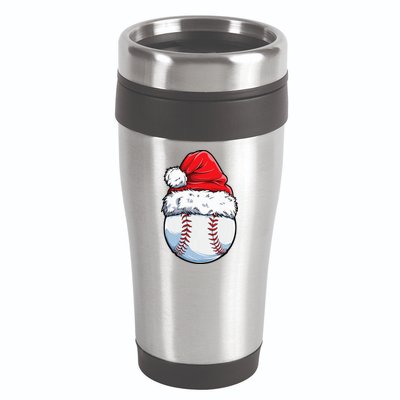 Christmas Baseball Ball Santa Hat Xmas Boys 16oz Travel Tumbler