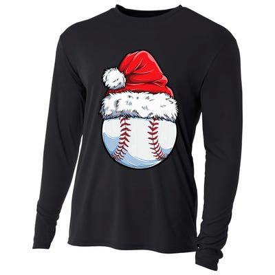 Christmas Baseball Ball Santa Hat Xmas Boys Cooling Performance Long Sleeve Crew