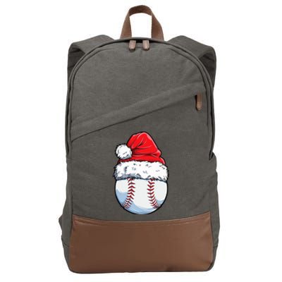 Christmas Baseball Ball Santa Hat Xmas Boys Cotton Canvas Backpack