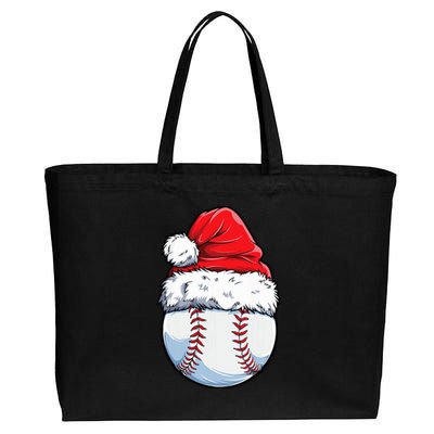 Christmas Baseball Ball Santa Hat Xmas Boys Cotton Canvas Jumbo Tote