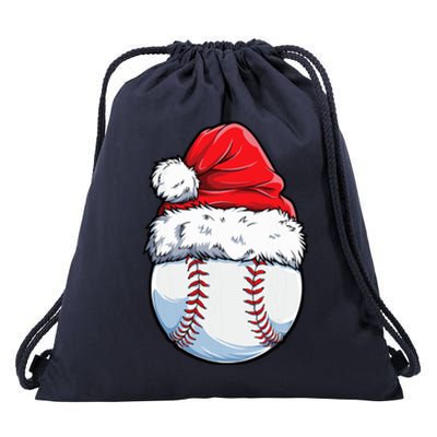 Christmas Baseball Ball Santa Hat Xmas Boys Drawstring Bag