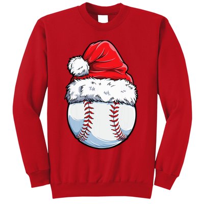 Christmas Baseball Ball Santa Hat Xmas Boys Sweatshirt