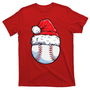 Christmas Baseball Ball Santa Hat Xmas Boys T-Shirt