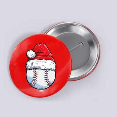 Christmas Baseball Ball Santa Hat Xmas Boys Button