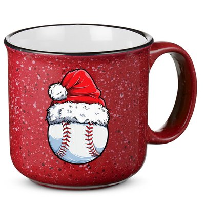 Christmas Baseball Ball Santa Hat Xmas Boys 15oz Campfire Ceramic Mug