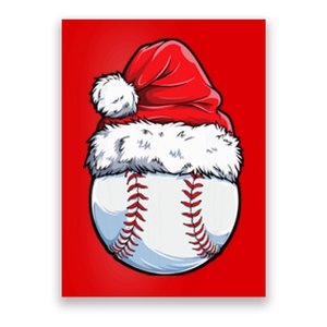 Christmas Baseball Ball Santa Hat Xmas Boys Poster