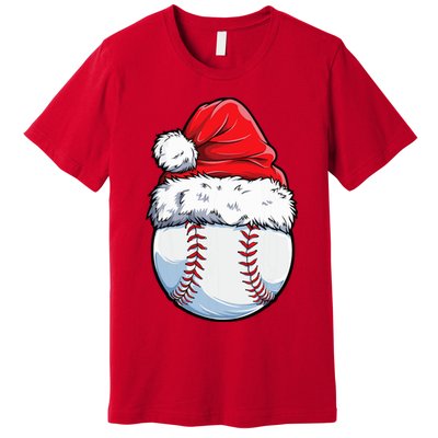 Christmas Baseball Ball Santa Hat Xmas Boys Premium T-Shirt